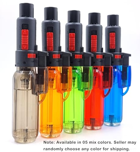 Image of Pack of 02, Penjet Blow Torch Lighter with 2-in-1 Adjustable Flame Button & Safety Lock I Refillable Culinary Jet Flame Kitchen Gas Lighter for Cooking /BBQ /Baking (2pcs)