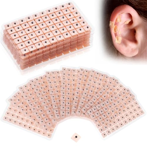 JUGUTA 600 Cuentas Desechables Oído Prensa Semillas Acupuntura Vaccaria Masaje De Habas Massagee Multi-Condition Ear Seed Kit De Acupresión (10 Hojas)