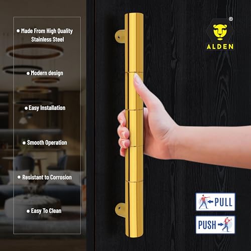 Image of ALDEN 12 inch Main Door Handle /Handle for Glass and Wooden Door /Pull and Push Stainless Steel Door Handle (PVD Gold) (4 Years Warranty) (Pack of 1)