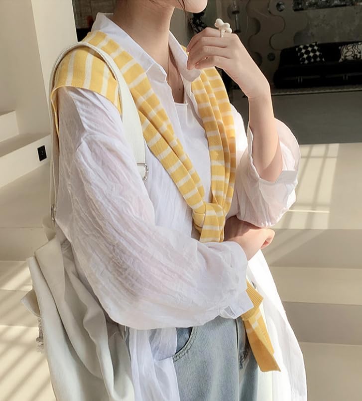 Sweater Shawl Wraps for Women Striped Cardigan Sweaters for Women Knitted Knotted Shawl Scarf Cardigan Cape Shoulder Top 2025 - Image 5