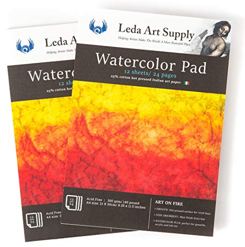 Leda Art Supply Hot Pressed Watercolor Paper (2 Pack)