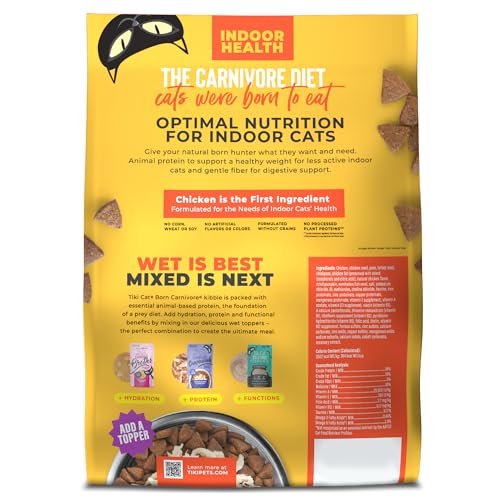 Image of Tiki Cat Born Carnivore Indoor Health Chicken & Turkey Meal, Dry Cat Food for Adult Cats, 17 lbs. Mega Bag