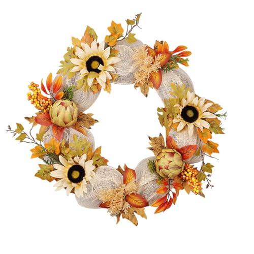 Couronne de porte de tournesol artificielle 23 pouces pour déco automnale vibrante - 2