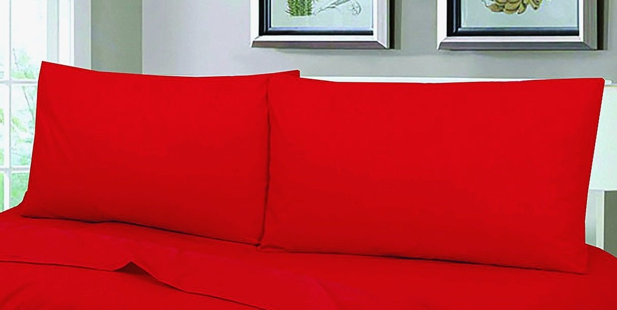 Sleepynights Red Egyptian Cotton Hotel Quality Bright - Pair Of Pillowcases Great Value