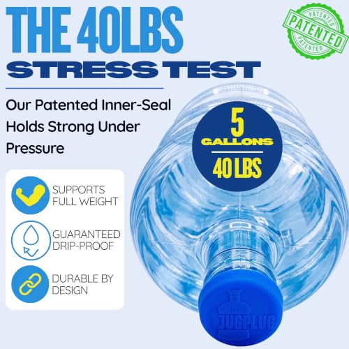 Image of Jug Plug 5 Gallon Water Jug Cap - No Spill, Fits All Standard 3 & 5 Gal Jugs - Reusable Silicone Jug Lid & Caps Replacement, Leak-Proof Water Bottle Cap - 3 Pack