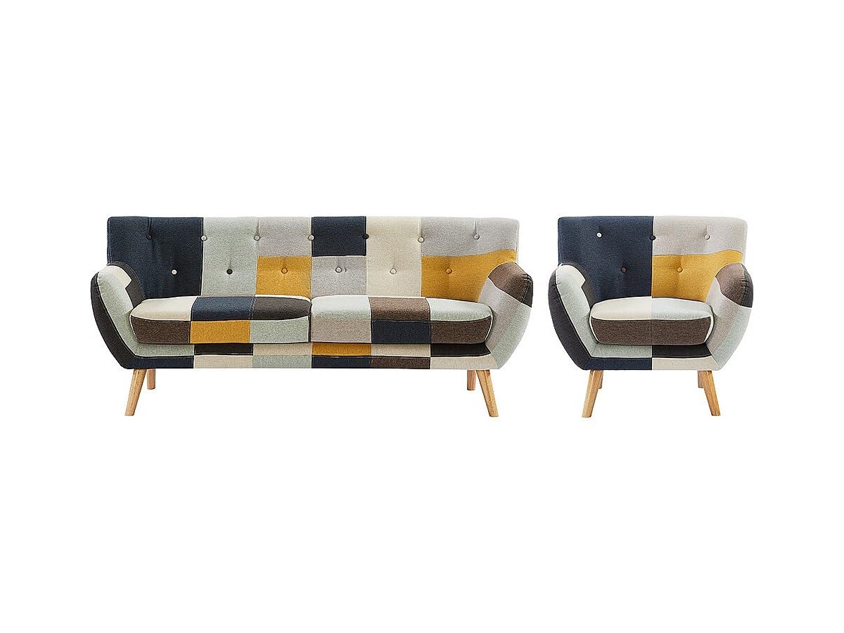 Vente-unique Couchgarnitur 3+1 - Patchwork - Mehrfarbig - SERTI II