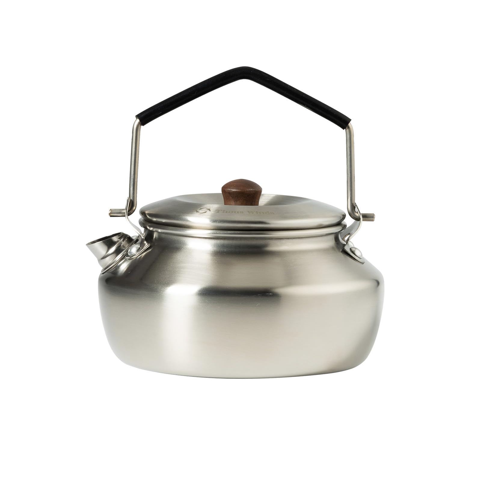 Thous Winds Edelstahl Camping Wasserkocher, 0.6L Kompakt Outdoor Teekocher, Ultraleichter Teekanne Kaffeekanne für Indoor, Outdoor, Camping, Wandern, Picknick - Silber