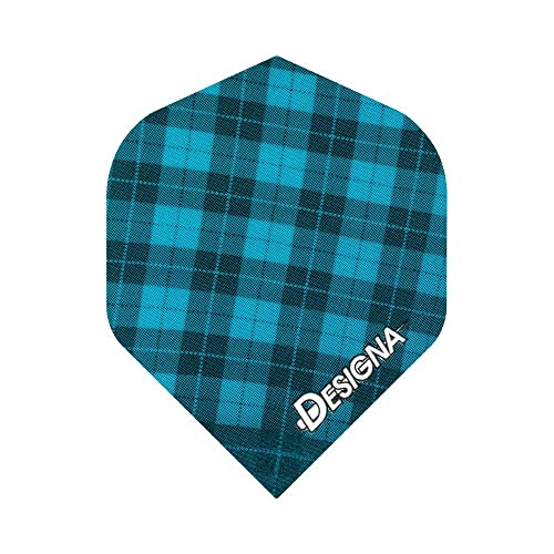 Darts Corner Designa Darts Lot de 3 ailettes de fléchettes tartan Standard N°2 Aqua Cover