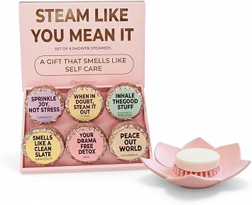 Mesmos Shower Steamer Gift Set with Lotus Tray, 6pk Aromatherapy Shower Steamers for Women, Self Care Gifts for Relaxation