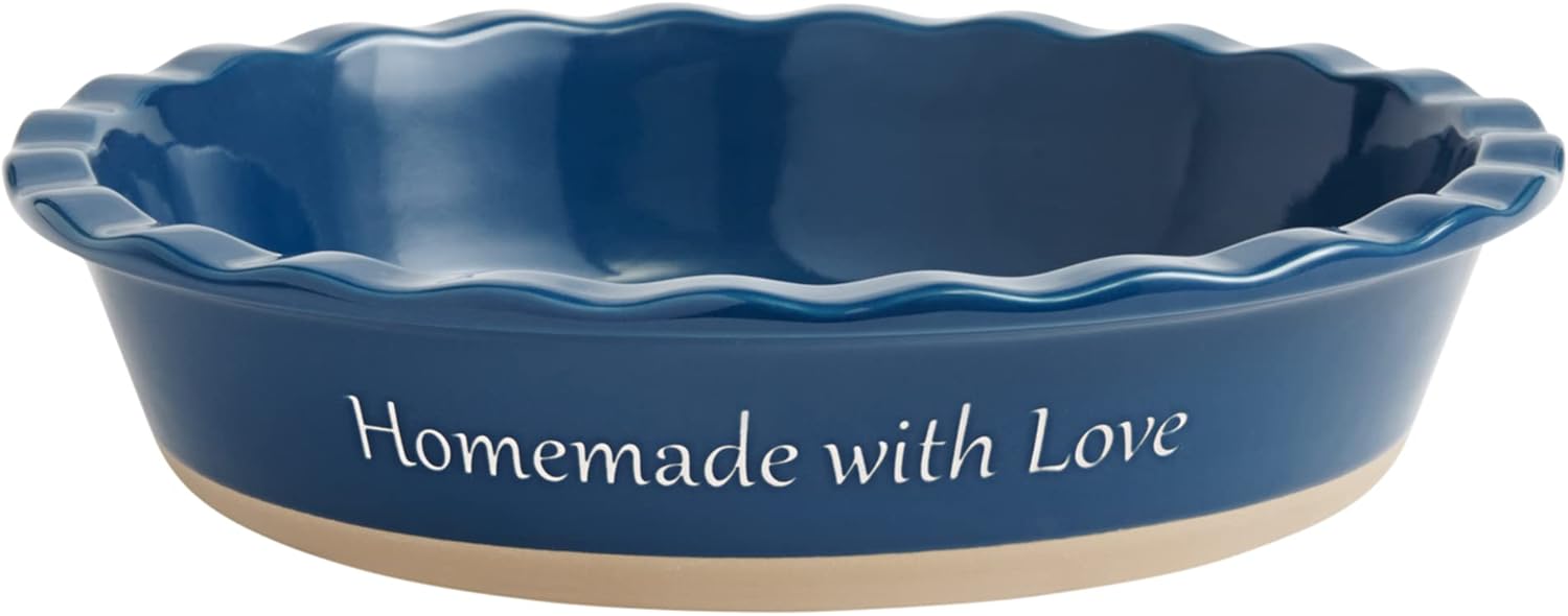 Let's Make Memories Personalized Stoneware Pie Dish - Navy