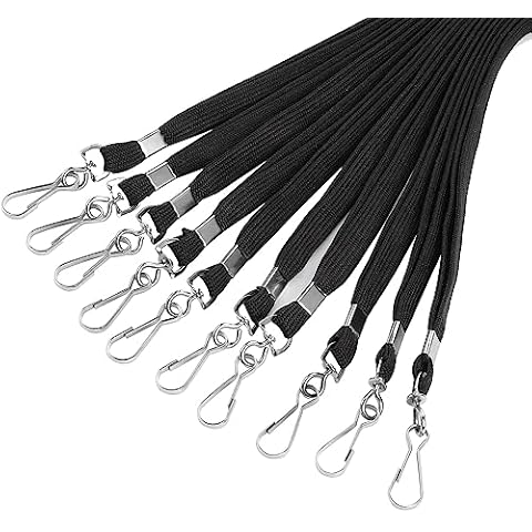 25 Pack Black Lanyard Bulk Lanyards for Id Badges Flat Lanyard with Badge Clip Swivel Hook Cover