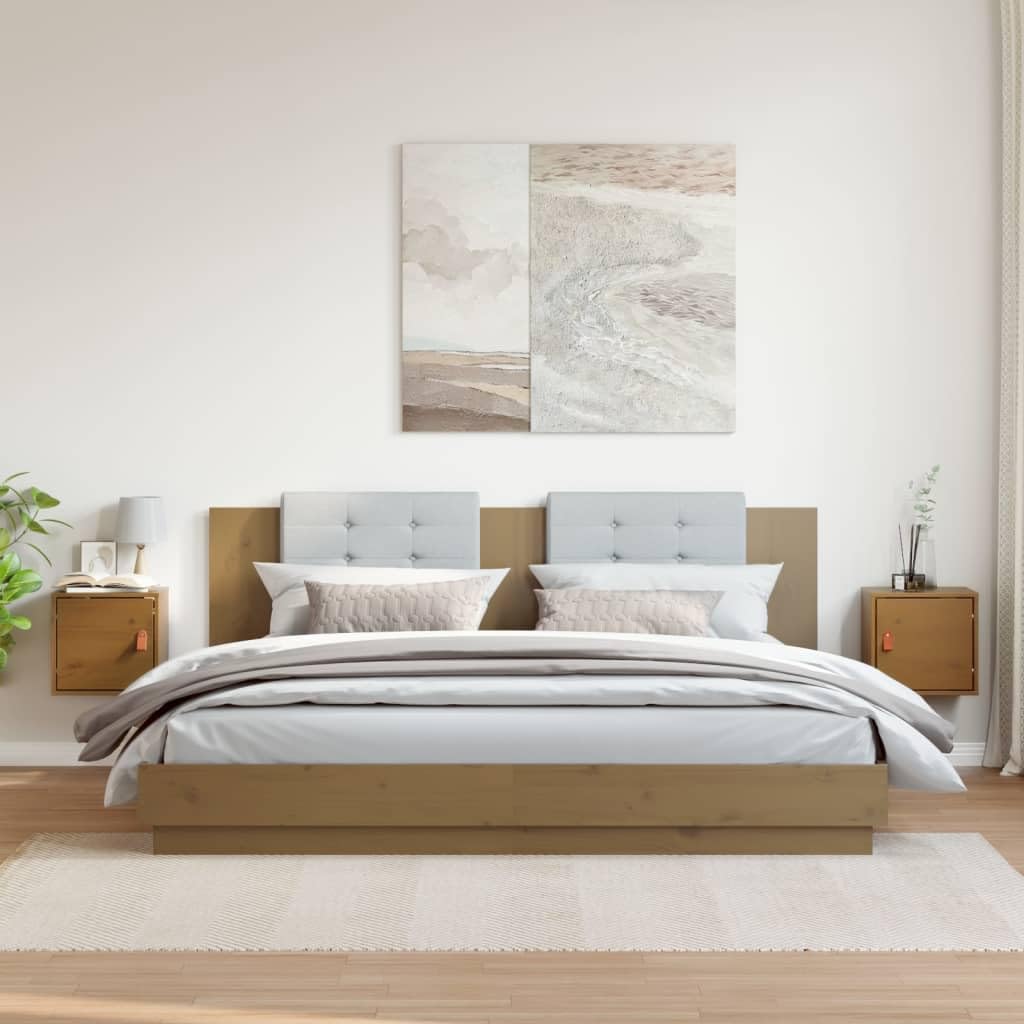 Meuble mural gain de place en pin miel pour ranger sans encombrer