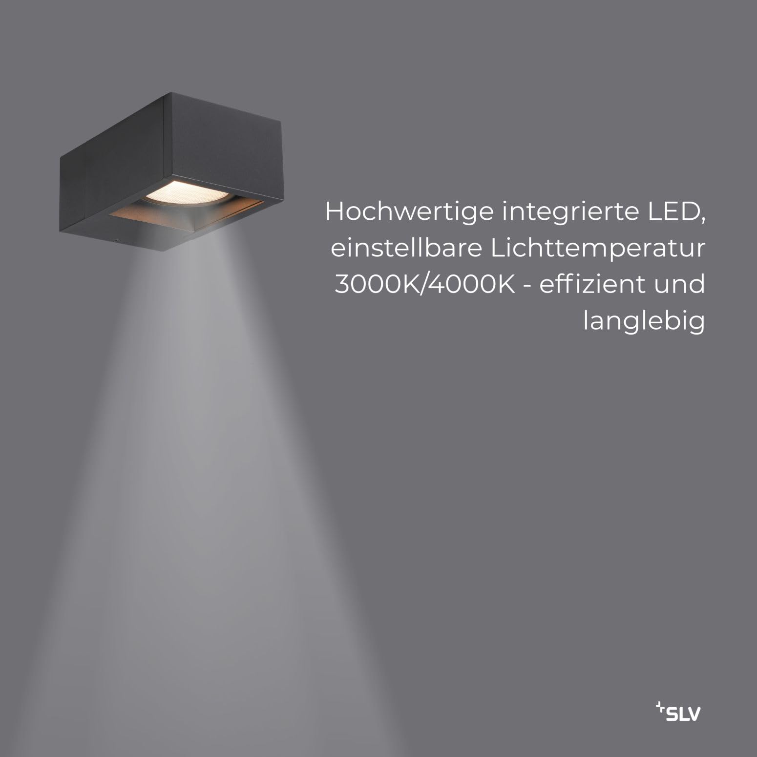 SLV ESKINA FRAME | Wandaufbauleuchte, Außenbeleuchtung von Hauseingang, Wänden, Terrassen, Fassaden, Treppen, LED Wandleuchte, Aussenleuchte | LED Inside, CCT switch 3000/4000K