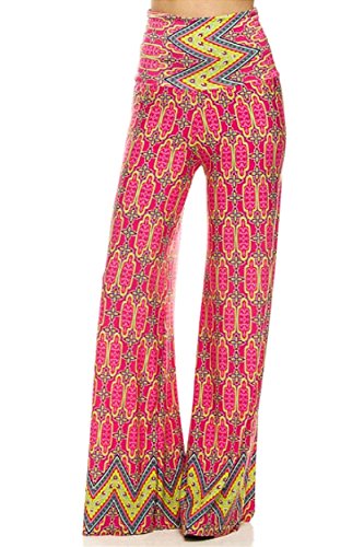 ICONOFLASH Women's Wide Leg Palazzo Pants with Foldover Waist