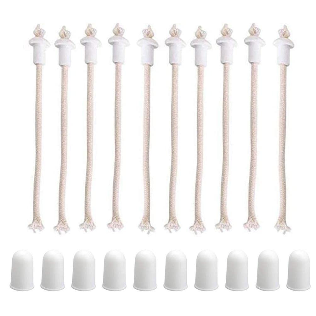 10 Sets Oil Lamp Wicks with Ceramic Holders Covers Replacement Lampwick Oil Lamp Wick