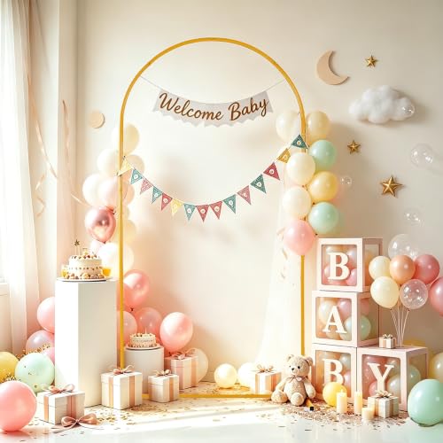 Image of Vincidern 7.2ft Balloon Arch Backdrop Stand, Wedding Arch for Birthday Party, Baby Showers, Wedding Ceremony Graduation, Event Backdrop Decorations Metal Arch Frame Gold