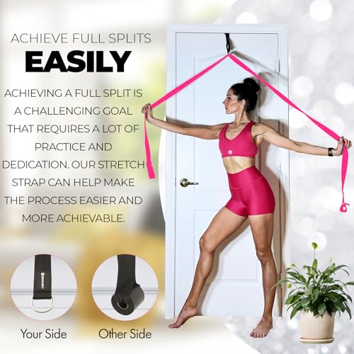 pilates stretching strap with door anchor - flexibility equipment for pilates practitioners - ideal for improving leg flexibility core stability and posture alignment at home