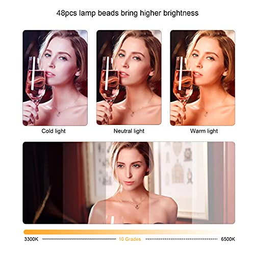 Selfie-Ringlicht mit 3 Modi 10 Helligkeit für Live-Streaming, Make-up, YouTube-Video, Tiktok-Meeting, tragbare LED… – Bild 7