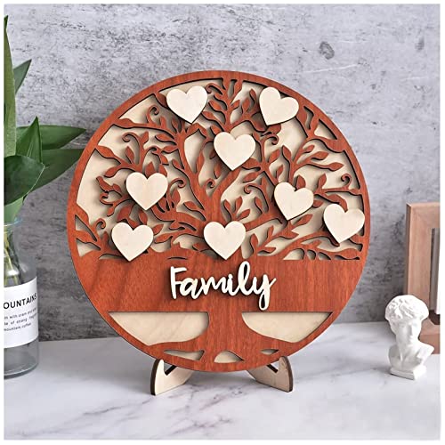 KAXIMON Árbol genealógico personalizado decoración de madera adornos de Navidad regalo corazón árbol familiar marco para Navidad familia hogar recuerdo Cover