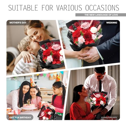 Preserved Flowers for Delivery, Red Flower Bouquets with Necklace, Forever Real Roses Anniversary Birthday Gifts for Women Mom Wife Girlfriend, Fresh Flowers for Valentines Day Christmas - Image 7