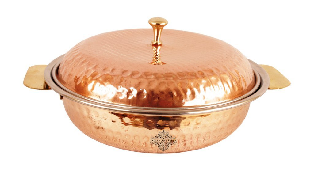 Hammered Steel Copper Royal Donga Casserole with Lid, Serveware & Tableware, 25 OZ