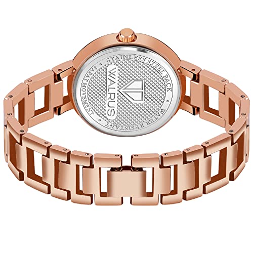 Image of Walrus Analog Metal Strap Wrist Watch for Women - Thin Chain Type Women's Watch for Gift