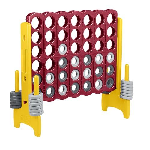 Image of ECR4Kids Jumbo 4-to-Score Giant Game with 42 Rings and Reset Sliders, Kids Games, Cardinal, Gold