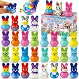 30Pcs Easter Bunny Slow Rising Squishy Toys,Easter Basket Stuffers,Bulk Stress Relief Fidget Toy Squeeze Bunny for Kids,Easter Egg Filled Hunt Supplies