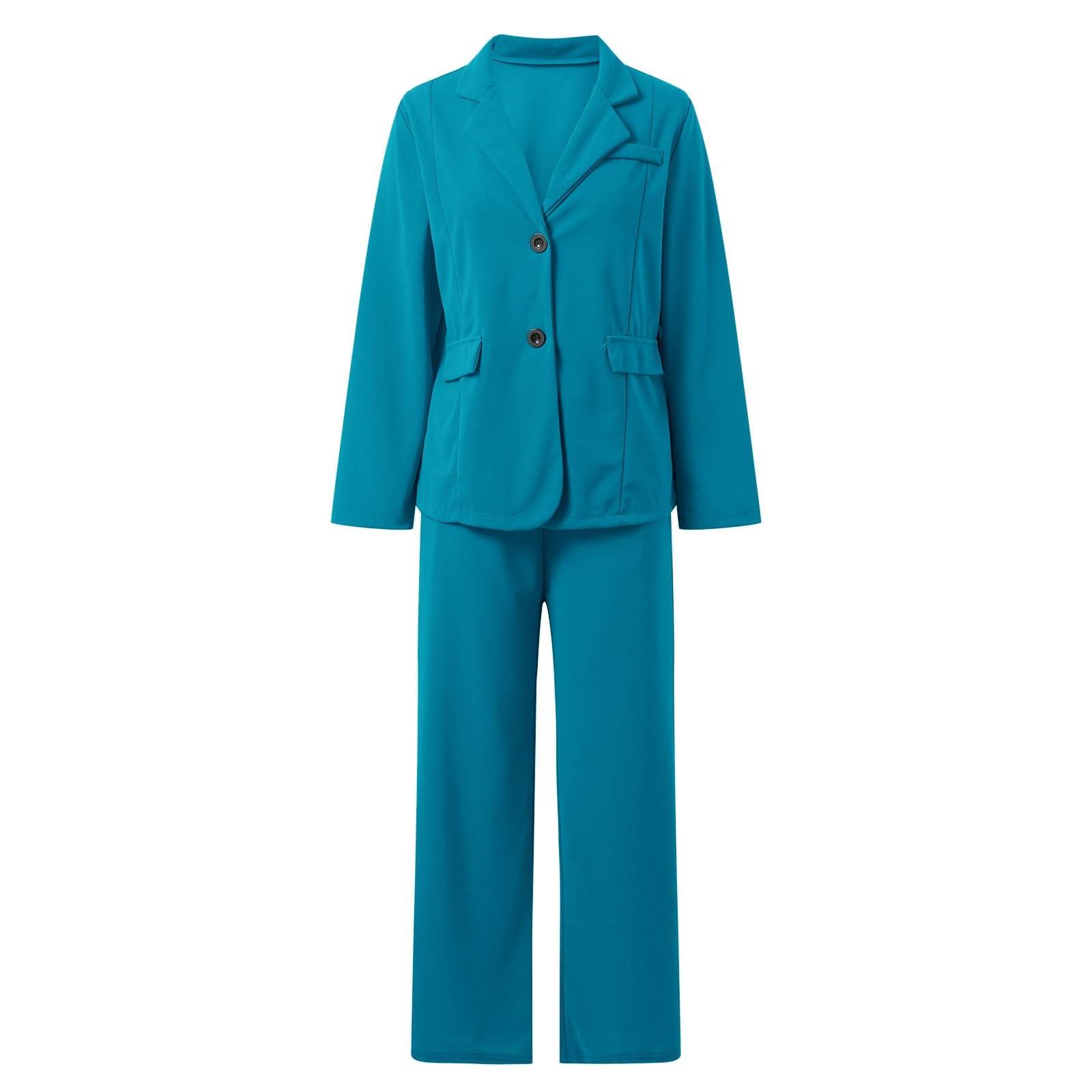 Elegantes Damen-Anzug-Set mit schmaler Passform und weitem Bein, formelles Business-Outfit, zweiteilige Hose