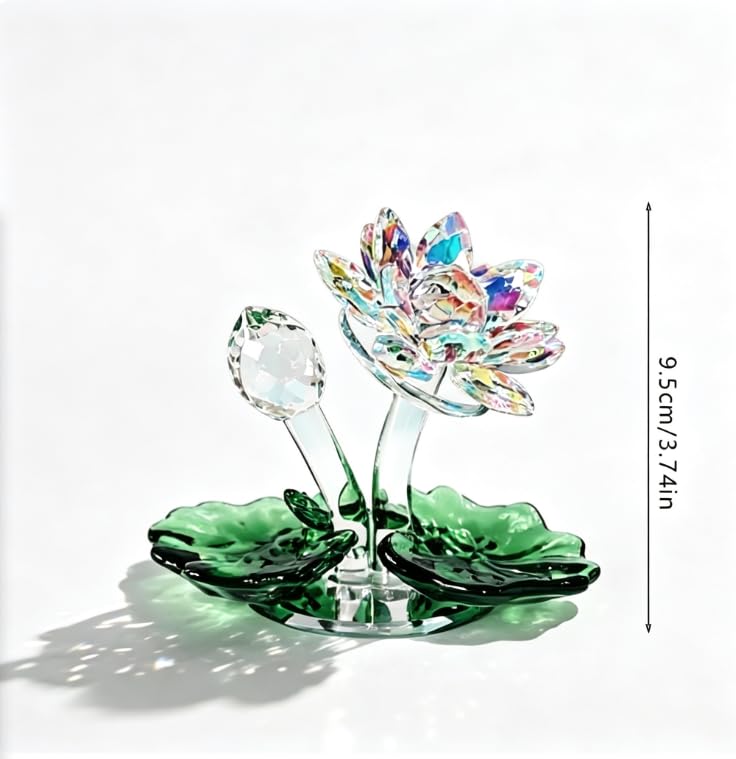 Kristalllotus-Figur, Tischdekoration, facettierte Kristallblume, dekorative Statue für Wohnzimmer, Schlafzimmer, Schreibtisch, Regal, Heimdekoration, Geschenk