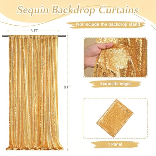 Cortina de fondo con lentejuelas doradas 3ft x 8ft miniatura 3