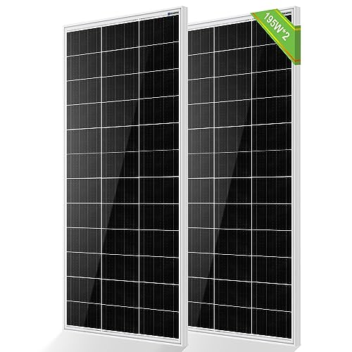 Image of ECO-WORTHY Solar Panels 2pcs 195 Watt 12 Volt Monocrystalline Solar Panel