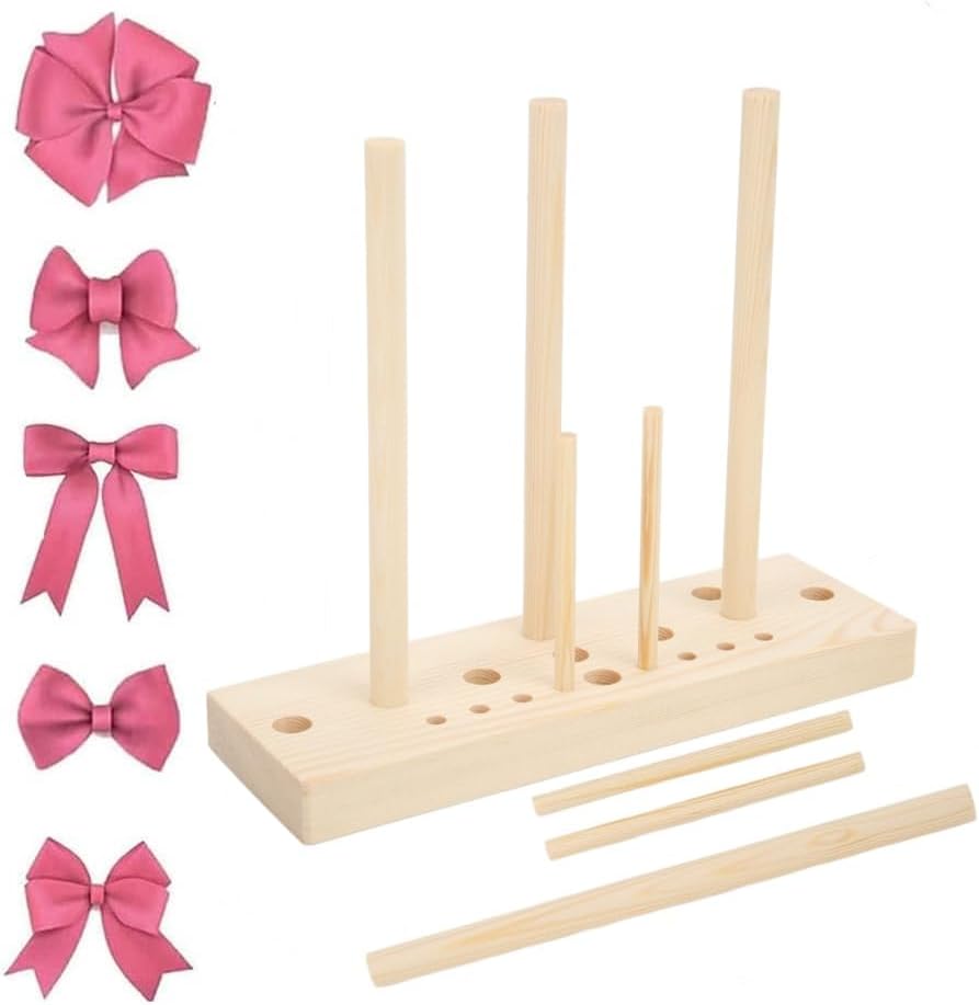 Bow Maker for Ribbon,Wooden Multi Size Adjustable Wreath Bow Maker Tool Bow Tie Maker with Wooden Board Sticks for Making Bows DIY Crafts Party Decorations