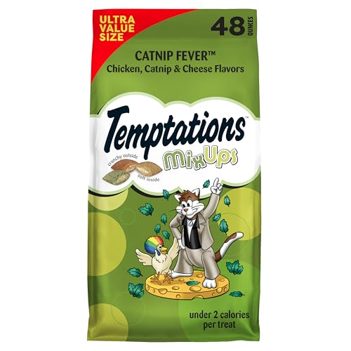 Temptations Cat Treats Classic Crunchy and Soft Cat Treats Catnip Fever Flavor Catnip Treats 48 oz. Bag
