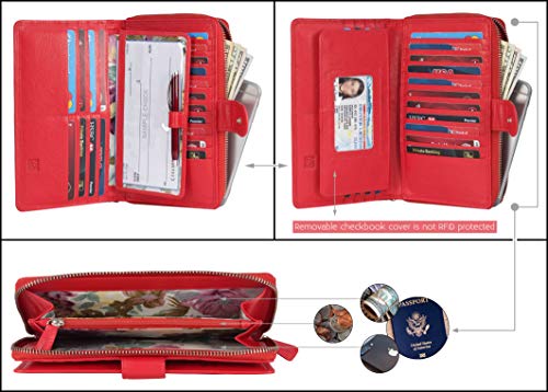 Image of Big Fat RFID Blocking Leather Organizer Checkbook Wallets For Women - Clutch