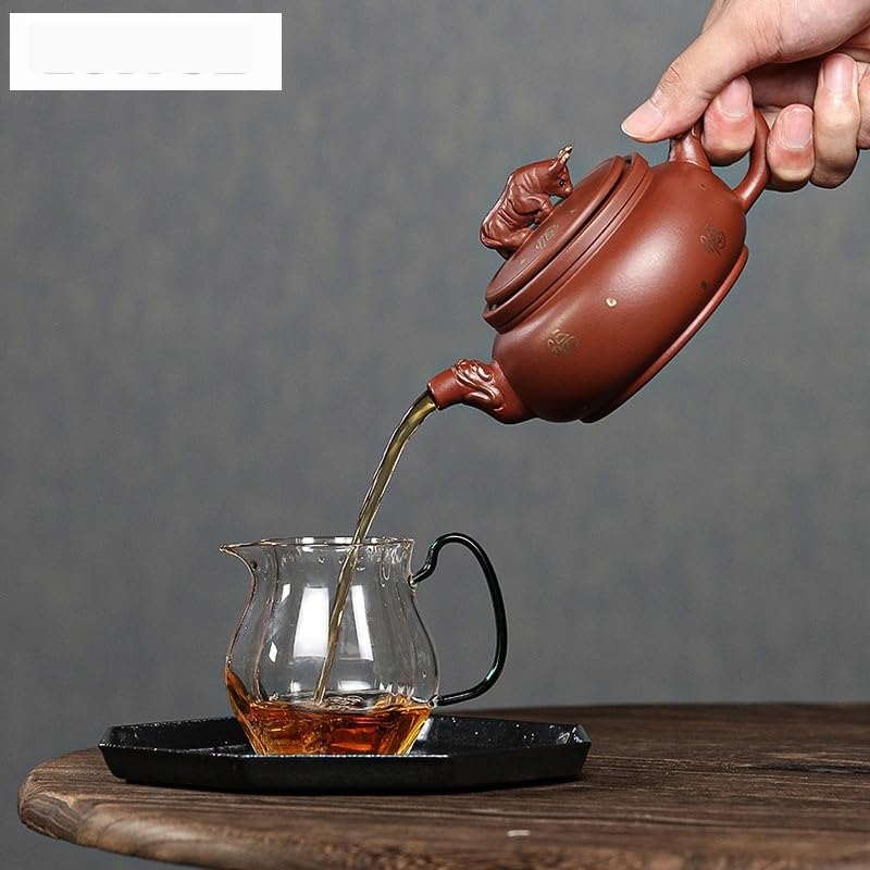 Czajnik do herbaty 300 ml, fioletowy gliniany czajnik, ręcznie robiony czajnik z surowej rudy Dicaoqing, czajnik do moczenia herbaty z filtrem, zestaw do herbaty Zisha, chiński czajnik do kuchenki