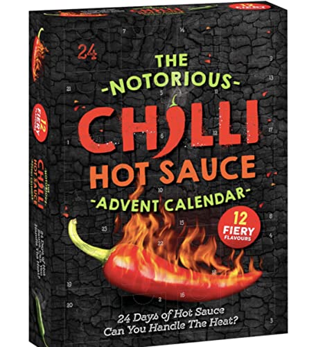 Chilli Hot Sauce Advent Calendar 2022-24 Days Christmas Countdown with 12 Fiery Flavours - Vegetarian and Vegan Advent Calendar with ACL Fun Facts about Chillies Card - Chilli Lovers Gift (Red)
