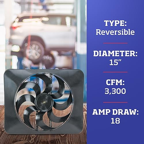 Flex-A-Lite 180 Black Magic X-Treme 15" Reversible Electric Fan #TOP4