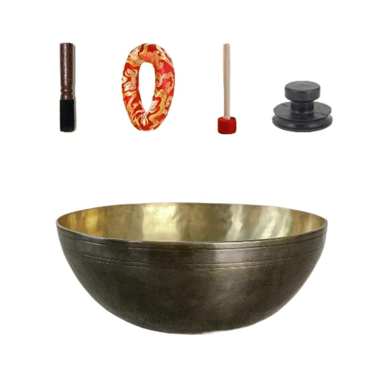 Klangschalen-Set Handgemachte Klangschale Messing Gravur Linie Meditation Yoga Kupfer Buddha Schalen Klangheilung Therapie(Caliber About 20CM)