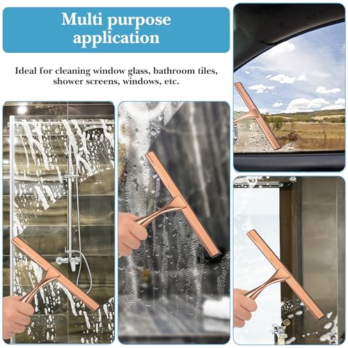 Limpiador de goma de acero inoxidable para ventanas y mamparas de baño resistentes 4