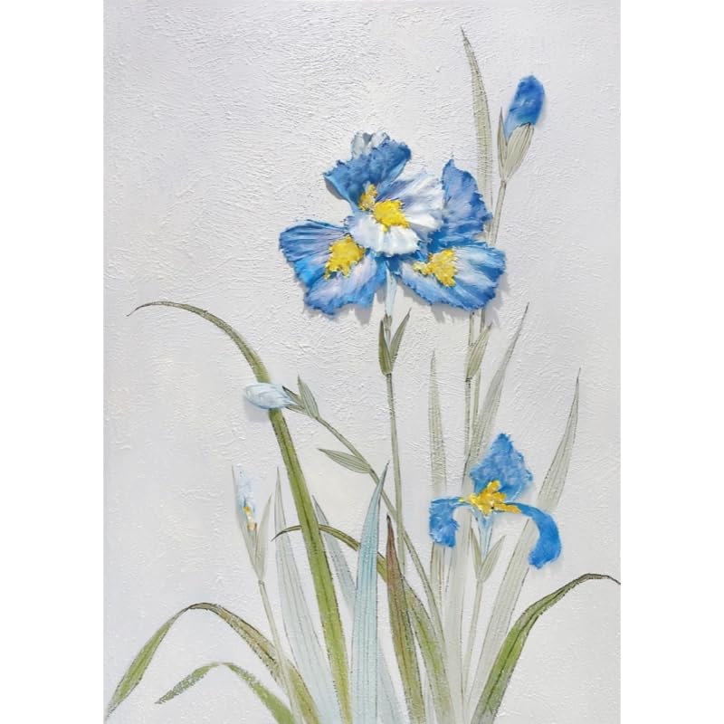 Peintures à l'huile de fleurs sur toile iris bleu décoration murale moderne bureau et chambre