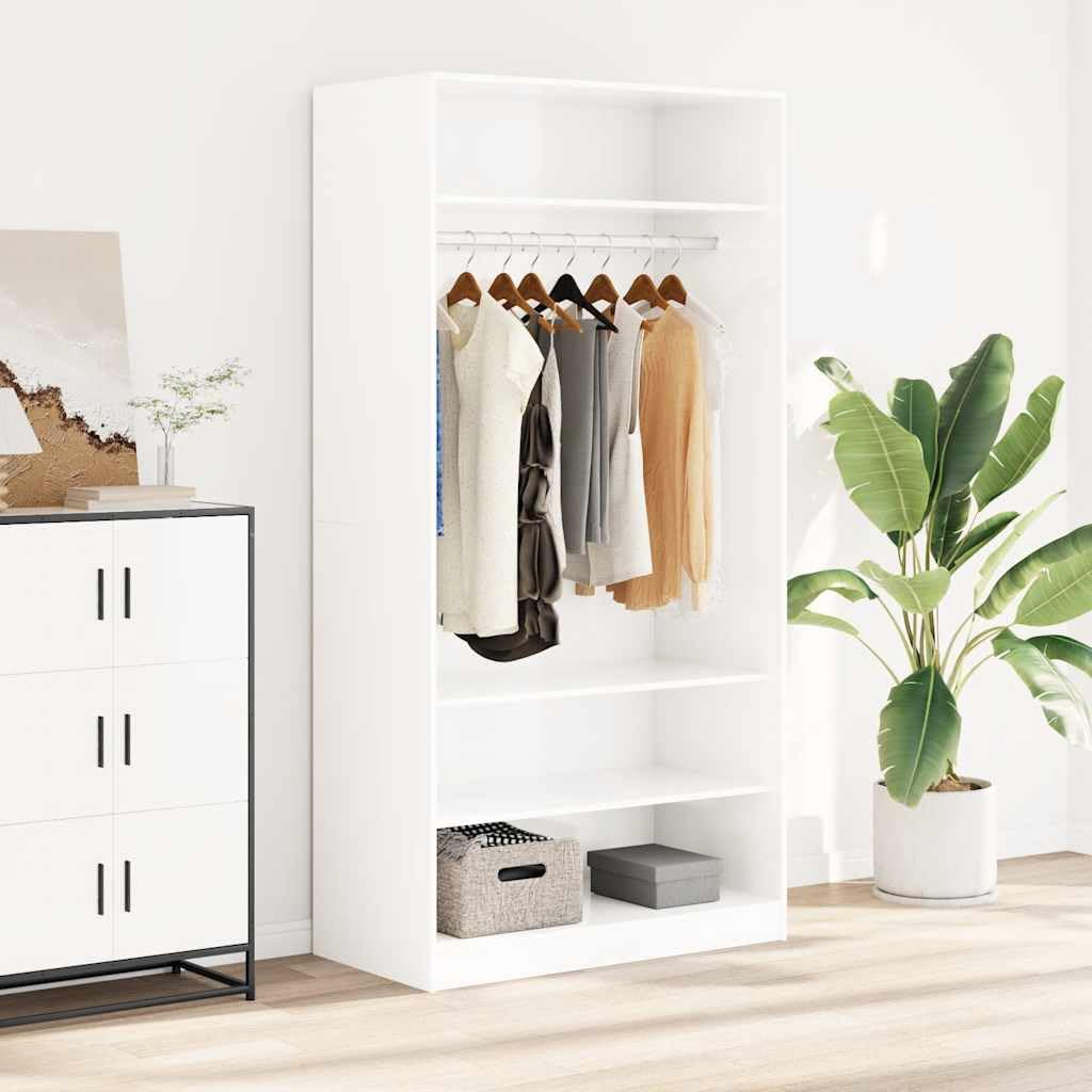 Armadio in legno bianco lucido, 100 x 50 x 200 cm, moderno armadio per camera da letto, pratico contenitore con ante