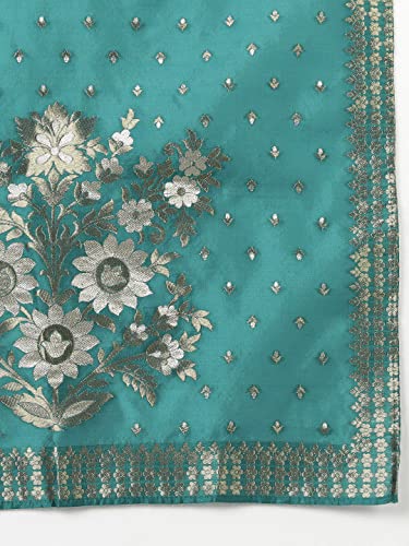 Image of Vaamsi Women's Poly Silk Solid Yoke Design Straight Kurta Set With Dupatta