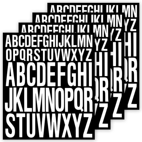 4 Hojas Letras Adhesivas,Pegatinas Letras,Pegatinas Letras Adhesivas,Letras Vinilo Adhesivas,2.5cm+5cm Letras Adhesivas Grandes,Impermeable,para DIY,Scrapbooking,Letreros,Buzón (Blanco)