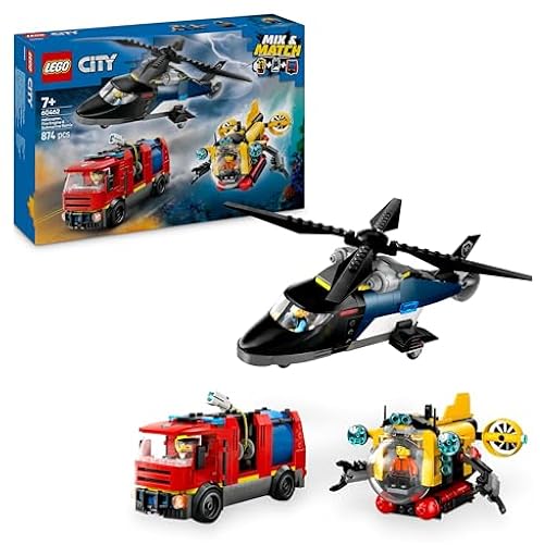 LEGO City 3 en 1 Remix: Helicóptero, Camión de Bomberos y Submarino de Juguete, Set de 3 Juguetes de Vehículos Modulares Combinables y Minifiguras, Regalo para Niños y Niñas de 7 Años o Más 60462 | Ya disponible en tu tienda friki favorita! En mundofriki.es!