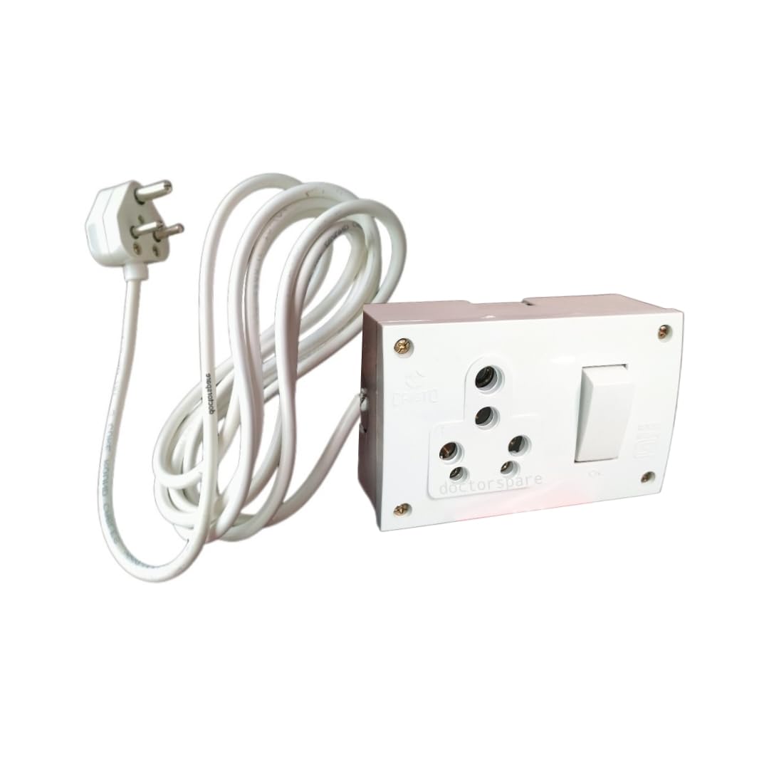 Heavy Duty Electric Extension Board for Home Appliances Upto 2200w- Universal 6A/16A Brass Pin Socket & 6A Plug (3 metre Wire)-image-35