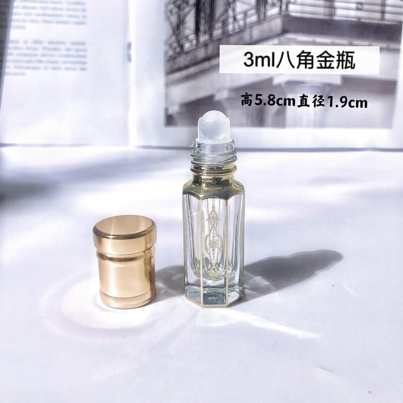 Mini Bottiglie di Profumo da Viaggio, Atomizzatore di Profumo Mini Rotolo di Profumo su Bottiglia 3ml Contenitore Semplice Vuoto Portatile Bottiglia di Olio Essenziale in Vetro Placcato Oro Ricaricabi