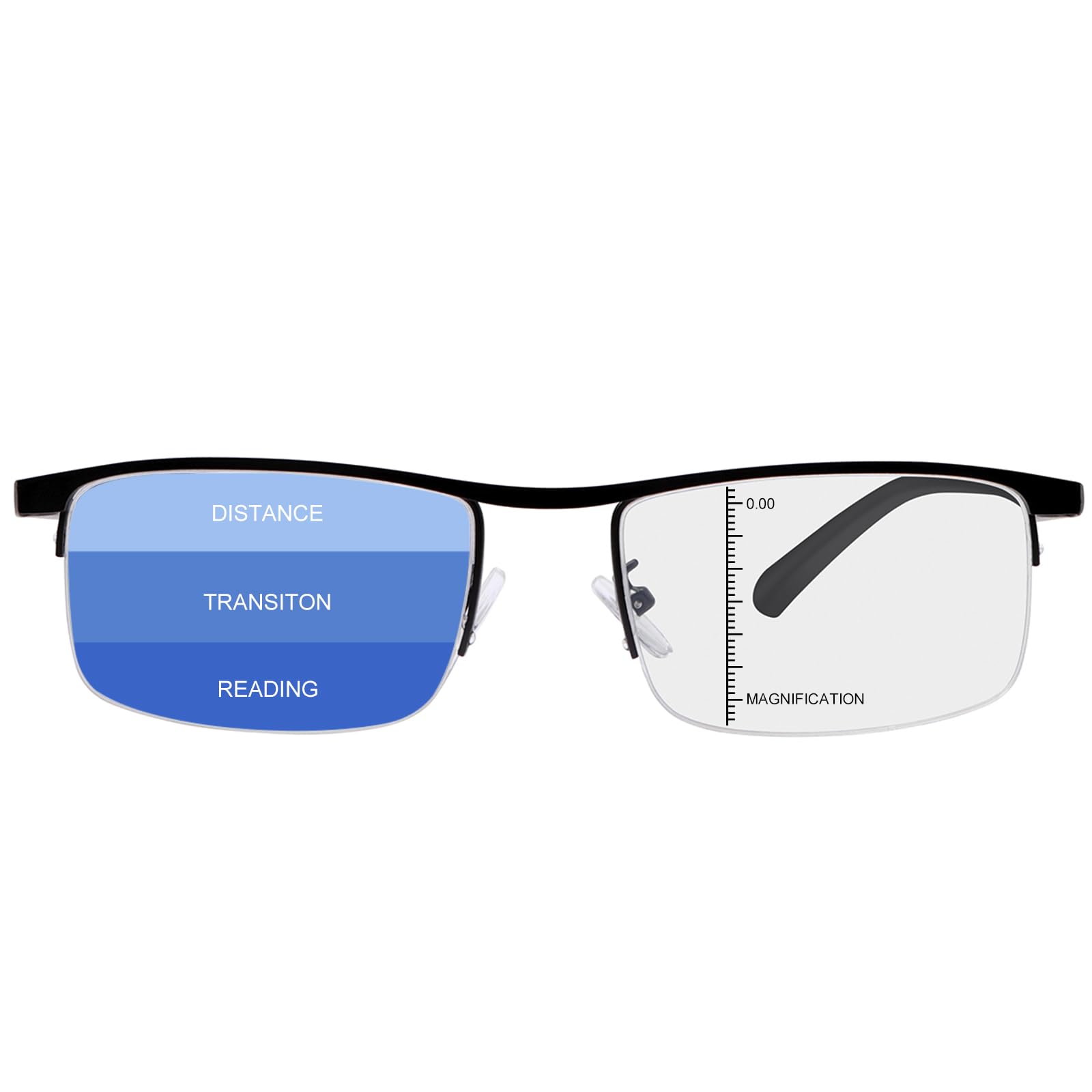 LJIMI Gafas de lectura semi montura multifocales progresivas para mujeres y hombres titanio ultraligero anti bloqueo de luz azul lectores presbicia progresivo de enfoque múltiple gafas de ordenador