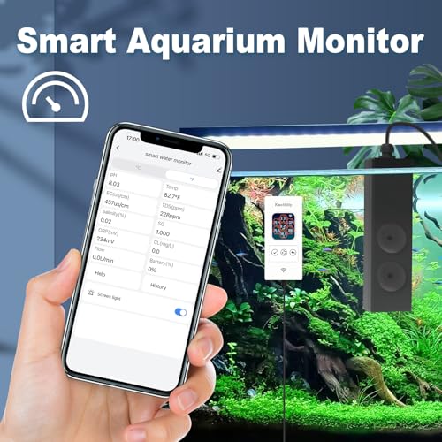 Image of Kactoily Smart Aquarium Monitor All in One pH /ORP /Salt /S.G /TDS /EC /Temp 24h Online Freshwater and Saltwater Fish Tank Tester (WiFi Version)
