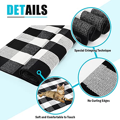 Lulusvente Buffalo Plaid Outdoor Rug – 27.5X43In Machine Washable 2.1Lbs Hotel Grade Thick Woven Yarn Black White Plaid Check Farmhouse Cotton For Indoor/Outdoor Front Porch Runner Layered Doormat #TOP2